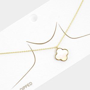 Clover Necklace GOLD DIPPED MOTHER of PEARL 4 Four Leaf Clover 1926 Quatrefoil
